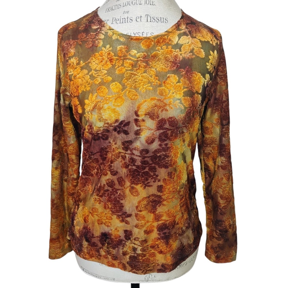 Michele Michelle Y2K Topโ Womens Small Burnout Velvet Vintage 90s Fairy Grunge